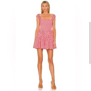 Free People Sweet Annie 100% Cotton Mini Dress, Pink/Red Size small